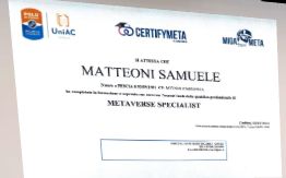 Attestato di Metaverse Specialist di Samuele Matteoni
